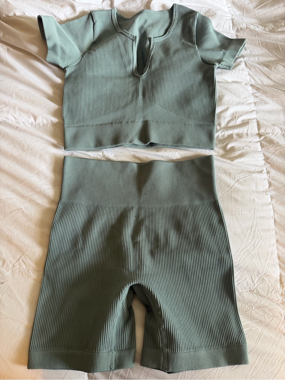 Ribbed Two-Piece Active Set in Sage Green